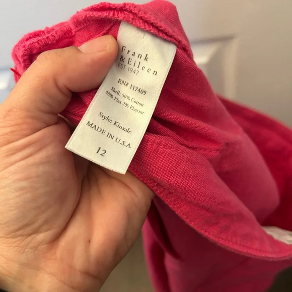! FRANK & EILEEN Sz 12 Kinsale Italian Performance Linen Crop Pants Fuchsi… - Picture 5 of 7